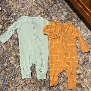 Cloud island set of 2 zip rompers